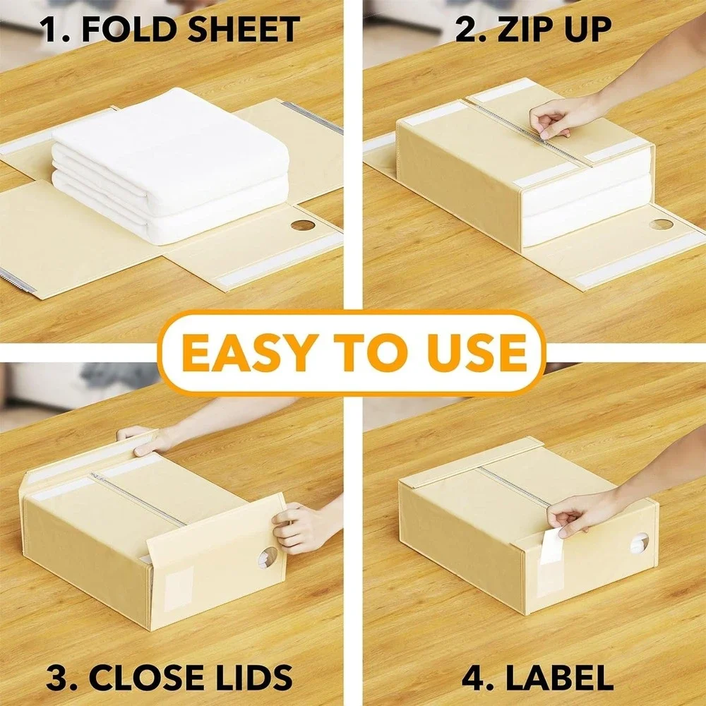 6-Pack Bed Sheet Linen Closet Organizer Storage Cases